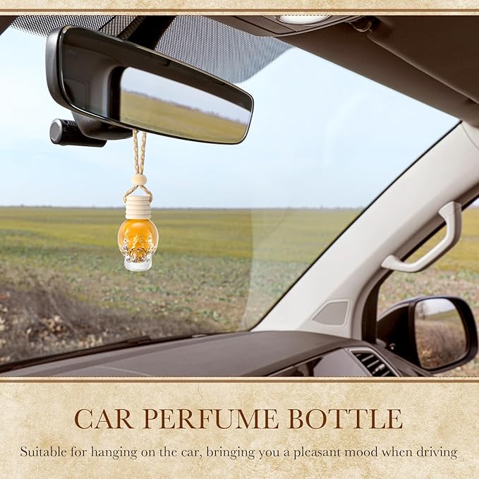 BBTO 100 Pcs Car Air Fresheners Diffuser with Wooden Cap Empty Aromatherapy Diffuser Clear Car Fragrance Holder Pendant Hanging Perfume Fresheners Bottles for Decor(Spooky,Clear)