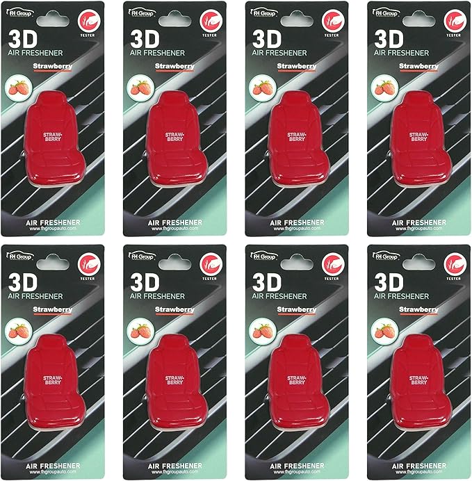 FH Group Air Freshener Vent Clips, Mini Car Seat Covers Design, (Strawberry Scent)-8PK