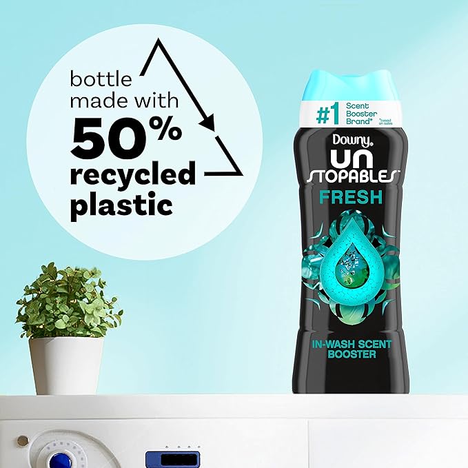 Downy Unstopables In Wash Scent Booster Beads, Fresh Scent, 24 oz, Laundry Beads for odor Protection, Downy Scent Booster Beads, Laundry Scent Boosters (Pack of 2)