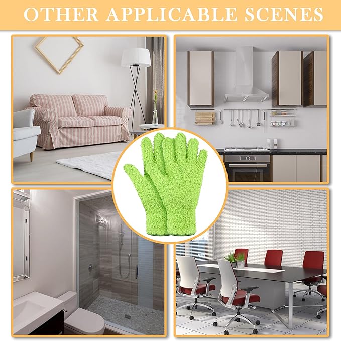 Patelai 3 Pairs Microfiber Plant Dusting Gloves Leaf Cleaning Gloves for Indoor Plants, Blinds, Furniture, House(Green Yellow, Water Blue, Pink,Large)