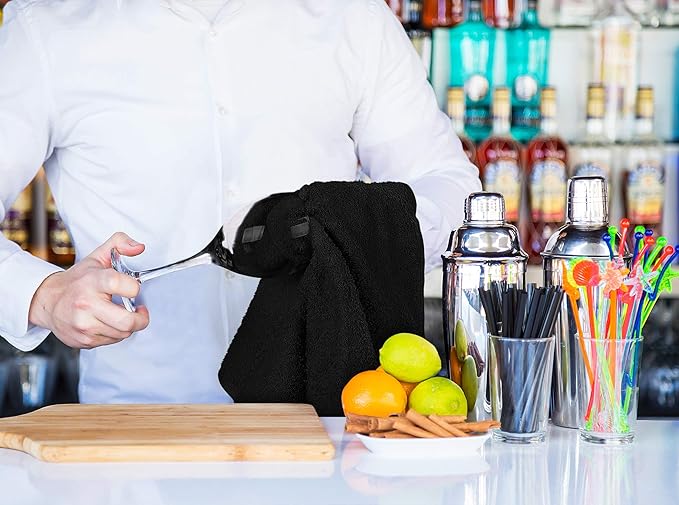 Utopia Towels Kitchen Bar Mops, Pack of 12, 16 by 19 Inches, 100% Cotton Super Absorbent Black Towels, Multi-Purpose Cleaning Towels for Home and Kitchen Bars
