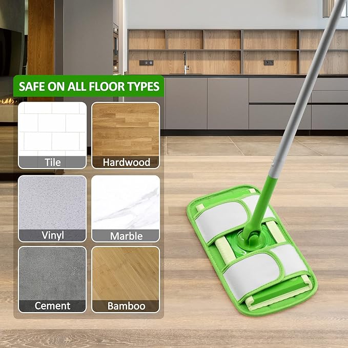 Reusable Mop Pads for Swiffer Sweeper Mops Microfiber Mop Floor Pad Refills Compatible with Sweeper Washable Mop Head Pads Replacements for Multi Surface Dry & Wet Floor Cleaning, 2 Pack