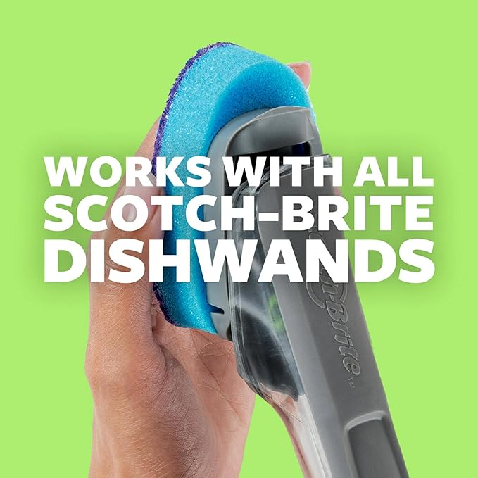Scotch-Brite Scrub Dots Dishwand Refills, 2 Dish Wand Sponge Refills, Best for Nonstick Pots and Pans, Keep Hands Out of the Mess, Fits All Scotch-Brite Dishwands, Dish Brush Refills