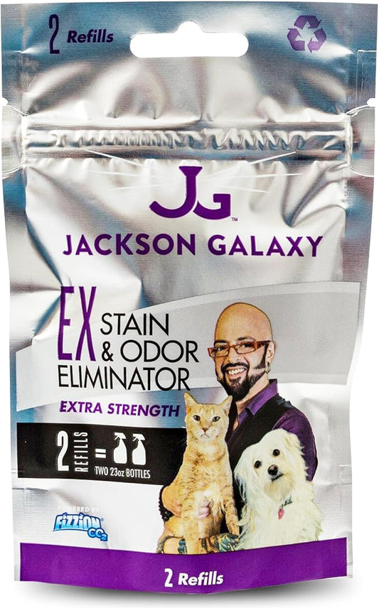 Jackson Galaxy EX Stain & Odor Eliminator - Pet Urine Remover Refill Tablets - Fast Acting & Non-Toxic CO2 Based Cat Pee Cleaner, Refill Tablets for 2 Full Solutions - Made by a Cat Expert