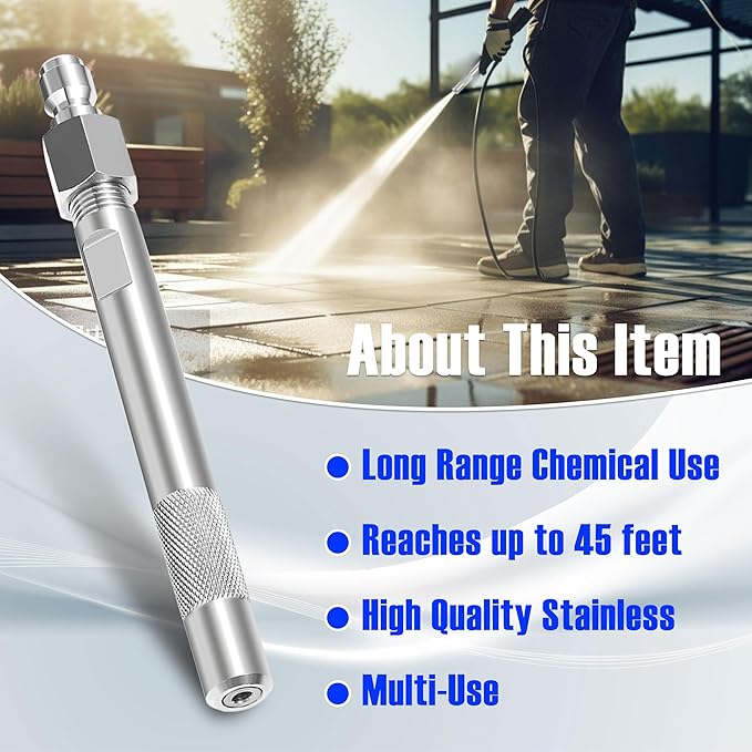 JOEJET Pressure Washer Long Range Chemical Nozzle, Shooter Tip Power Washer Compatible with Ladder Saver for 1000 to 6000 Psi Pressure Washing, 1/4’’ Quick Connect, 3.5-6 GPM