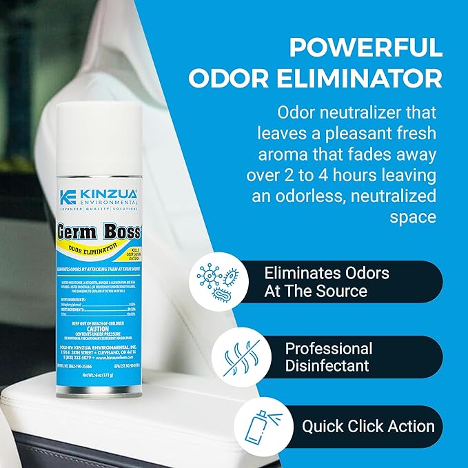 Kinzua Environmental Germ Boss Strong Odor Eliminator, Fast-Acting Cleaning & Deodorizing Fogger, Mold Bomb Fogger for Smell Control with Fresh Scent, Covers Up to 1,000 cu ft, 6 oz, Pack of 3