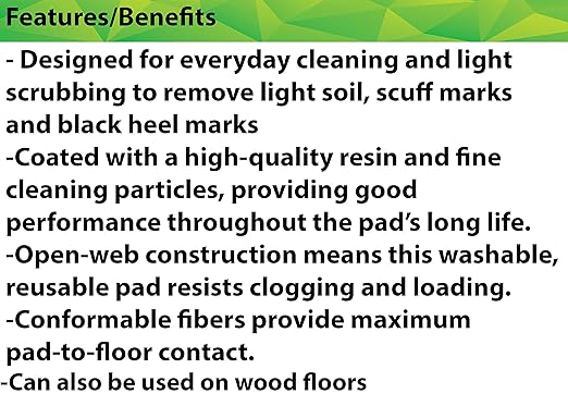 3M White Super Polish Floor Pad 4100, 14", 5/Case, Polish Wood Floors, Spray Cleaning or Dry Buffing Soft Finishes