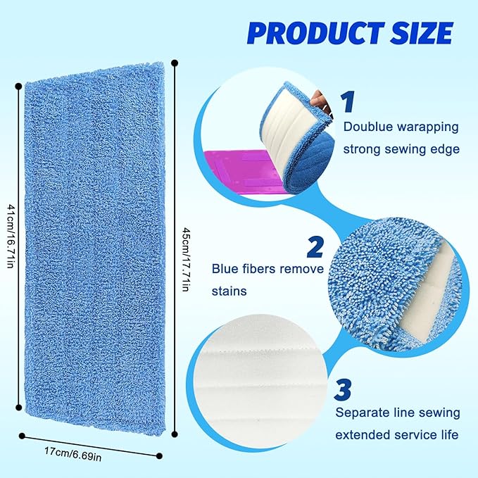 5 Pack Mop Pads Compatible with Rejuvenate Click N Clean Spray Reusable Microfiber Pads Replacement for Rejuvenate Microfiber Washable Mop Refill for Floor Cleaning (5-Pack)
