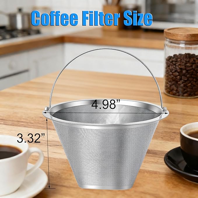#4 Coffee Filter Stainless Steel, fit for Technivorm Moccamaster KBGV, KBT,KBGT Reusable Coffee Dripper For Breville Precision Brewer Double Mesh Filter