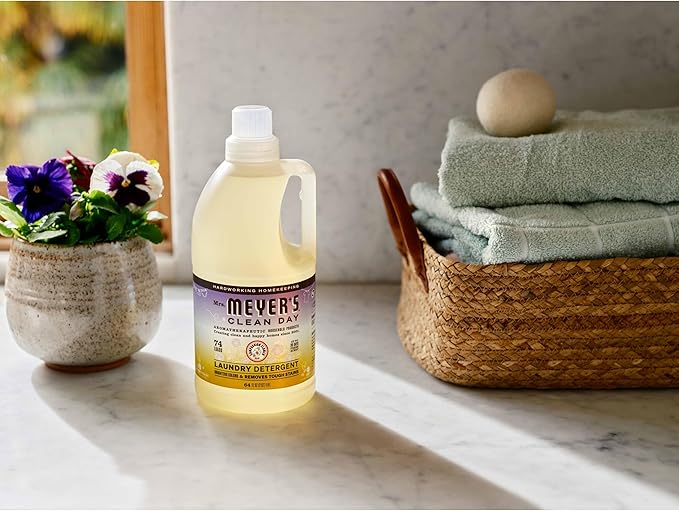 MRS. MEYER'S CLEAN DAY Liquid Laundry Detergent, Infused with Essential Oils, Compassion Flower, 64 oz (64 Loads)