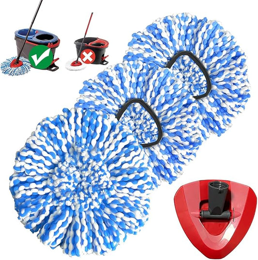 Cedar Mop Replace Head for RinseClean 2-Tank System, Microfiber Spin Mop Refills, Easy to Replace, Include 3 Mop Replace Heads, 1 Extra Mop Replacement Base