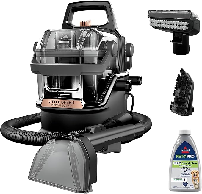 BISSELL Little Green HydroSteam Multi-Purpose Portable Carpet and Upholstery Cleaner, Car and Auto Detailer, 3618
