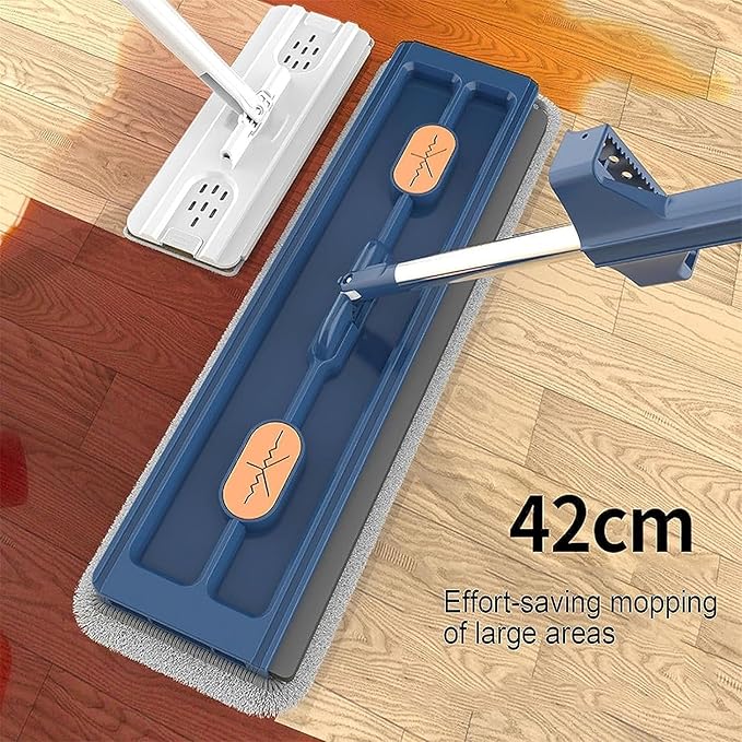 Dfcdcoo New 2024 Style Large Flat Mop,Roseionly Large Flat mop,360° Rotating Magic Self Wringing Flat Mop,Large Flat Mop and Scalable Bucket with Wheels (White+White Bucket)