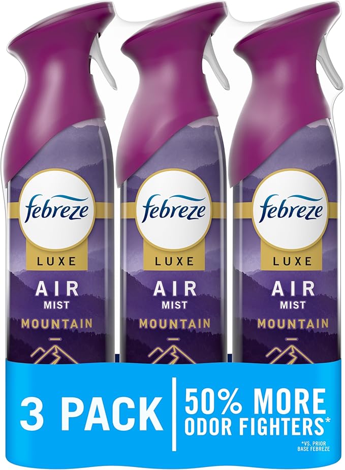 Febreze Air Mist, Air Freshener Spray, Odor Fighting Room Spray, Deodorizer for Home Bathroom Kitchen Office Apartment Dorm Room Classroom, Mountain Scent, 8.1oz (Pack of 3)
