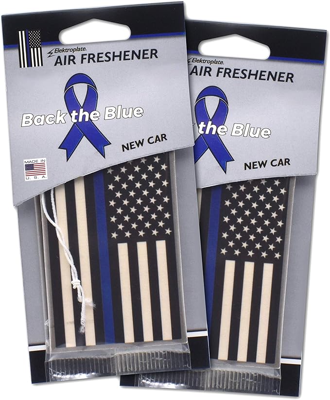 Elektroplate Police Thin Blue Line USA Flag Automotive Air Fresheners for Vehicles | New Car Scent (24-Pack) | Made in the USA