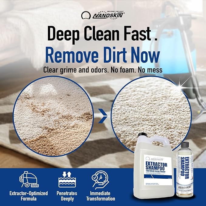 Nanoskin EXTRACTOR SHAMPOO Low Foaming Carpet Cleaner 30 Gallons - Machine Use Upholstery Cleaner, Stain Remover & Odor Eliminator on Rug Car Upholstery Carpets | For Automotive, Home, Office & More