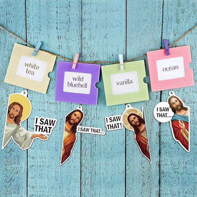 8 Pack Jesus I Saw That Car Air Fresheners Funny Hanging Air Fresheners Car for Cute Mirror Freshener Mirror Scented Hanging Accessories for Men Woman