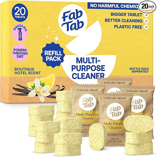 Fab Tab Multi-Surface Cleaning Spray Refill - All-Purpose Cleaner Spray- Natural Cleaning Products - Plant-Based - No Harsh Chemicals - Citrus Scent- (Bottle Not Included) (20)
