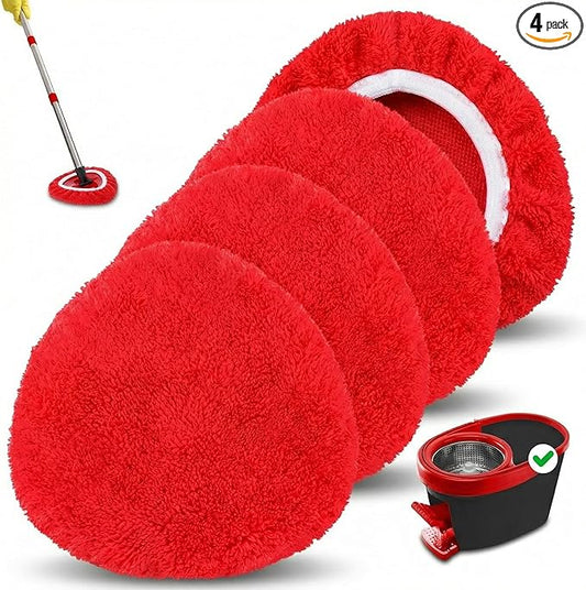 Baderke 4 Pack Microfiber Mop Heads Replacements Microfiber Spin Mop Replace Heads Reusable Refills Pads Duster Replace Washable Cleaning Cloths Scrubber Dust Refills for Floor Cleaning