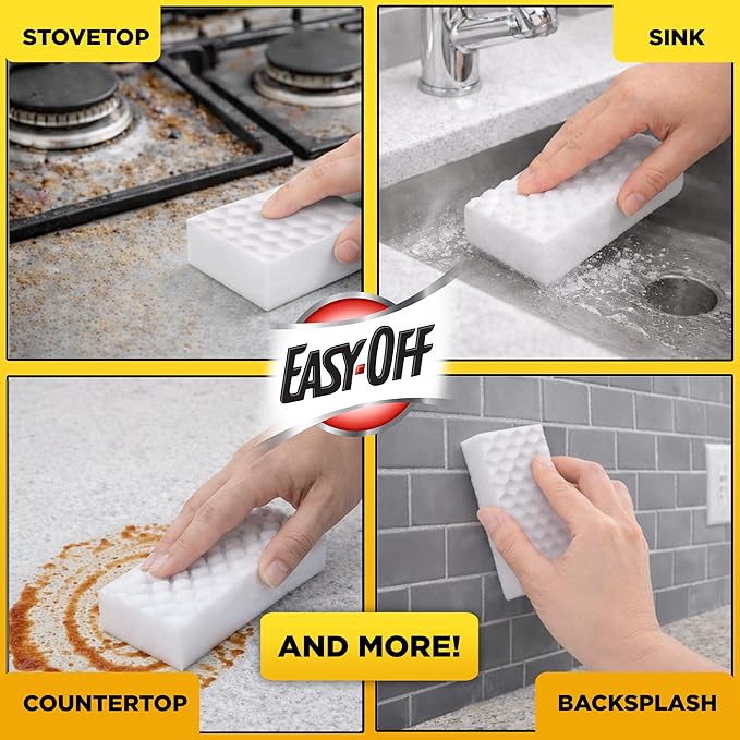 Easy‑Off Heavy Duty 2‑in‑1 Ultra Thick Eraser & Degreasing Formula, 5 Multi‑Use Cleaning Pads — Cuts Through Tough Grease & Grime in Seconds