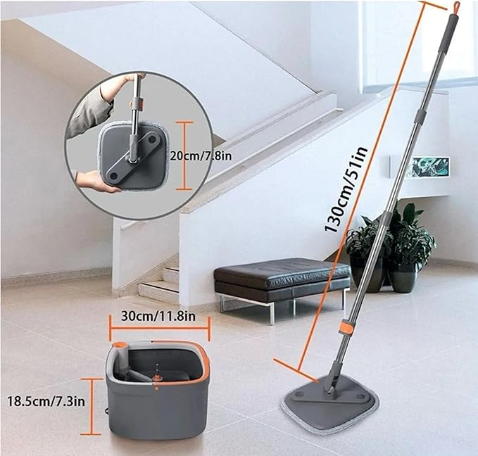 Mop and Bucket Set, Easy-to-use Spin Mop with Separate Dirty Water System, Deep-Cleaning Mops for Floors, Versatile Mops for Walls