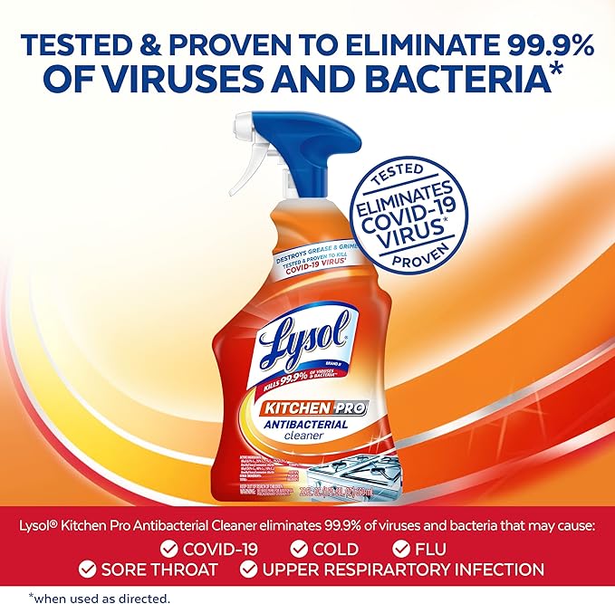 Lysol Kitchen Pro Antibacterial Cleaner Trigger, 22 Fl Oz (Pack of 2)