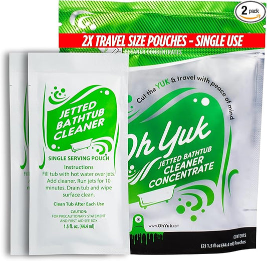 Oh Yuk Jetted Bathtub Cleaner Concentrate - 2 Single-Use Travel Pouches
