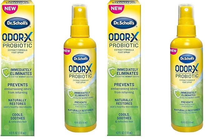 Dr. Scholl's Probiotic Foot Spray 4oz Immediately Eliminates and Prevents Odors from Returning Shoe Deodorizer, 4 Ounce (Pack of 2)