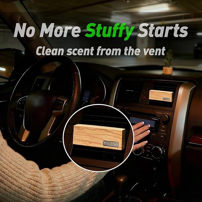 4 Packs Citrus Scented Natural Wood Vent Clips,【Brighten Cabin Mood】 Odor Refresh Car Scents Air Freshener Refills, Long Lasting Fragrance Diffuser, SUV Essentials Gift for Women