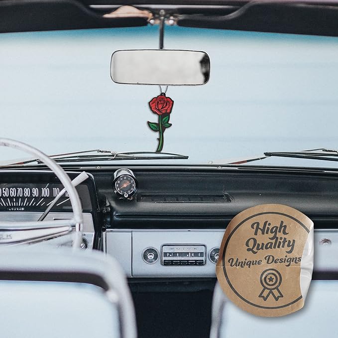 Fresh Fresheners Cute Funny Car Air Fresheners Scented With Premium Oils 4-pack (Rose)