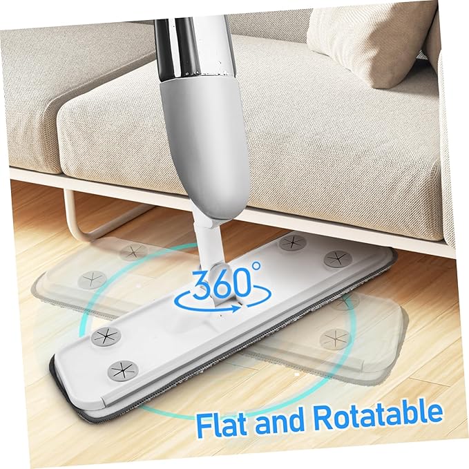 Wet Dry Microfiber Spray Mop with Rotating for Hardwood Tile and Laminate Floors Easy-Replace Pads Squeegee Function for Cleaning