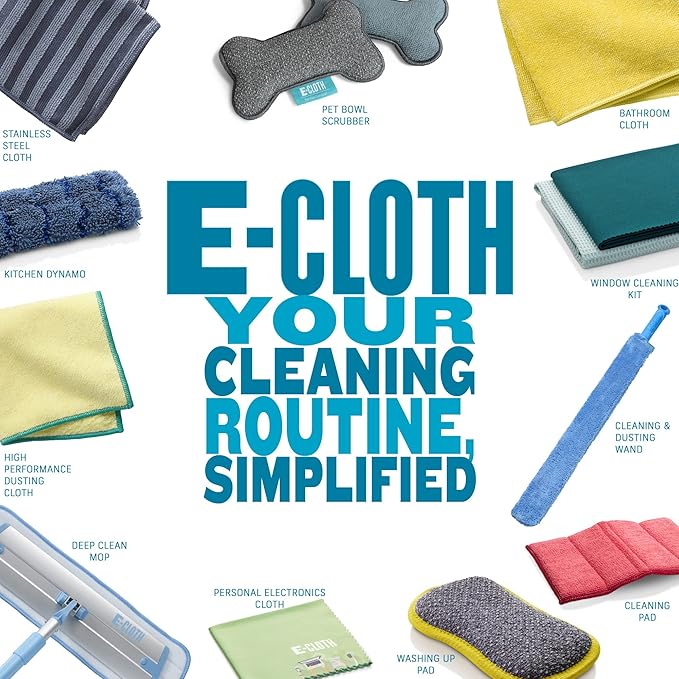 E-Cloth Microfiber Cloth 4-Pack, World's Leading Premium Microfiber Cleaning Cloth, Twice as Durable as Competition, 1 Year Guarantee, Ideal for Kitchen, Countertops, Sinks, and Bathrooms, Assorted
