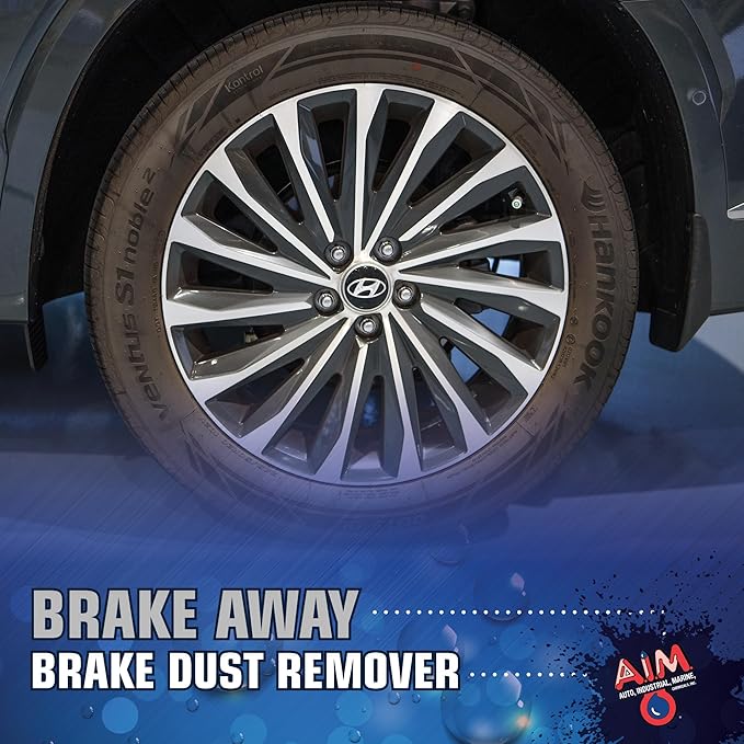AIM Chemicals Brake Away Non-Acid Wheel & Tire Cleaner - Heavy Duty Degreaser & Engine Cleaner - Removes Brake Dust, Grease, Grime, Aluminum Brighteners - Ideal for Cars, Boats, RVs & Equipment, 1 Gal