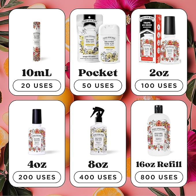 Poo-Pourri Before-You-Go Toilet Spray, Tropical Hibiscus, 2 Fl Oz - Hibiscus, Apricot and Citrus