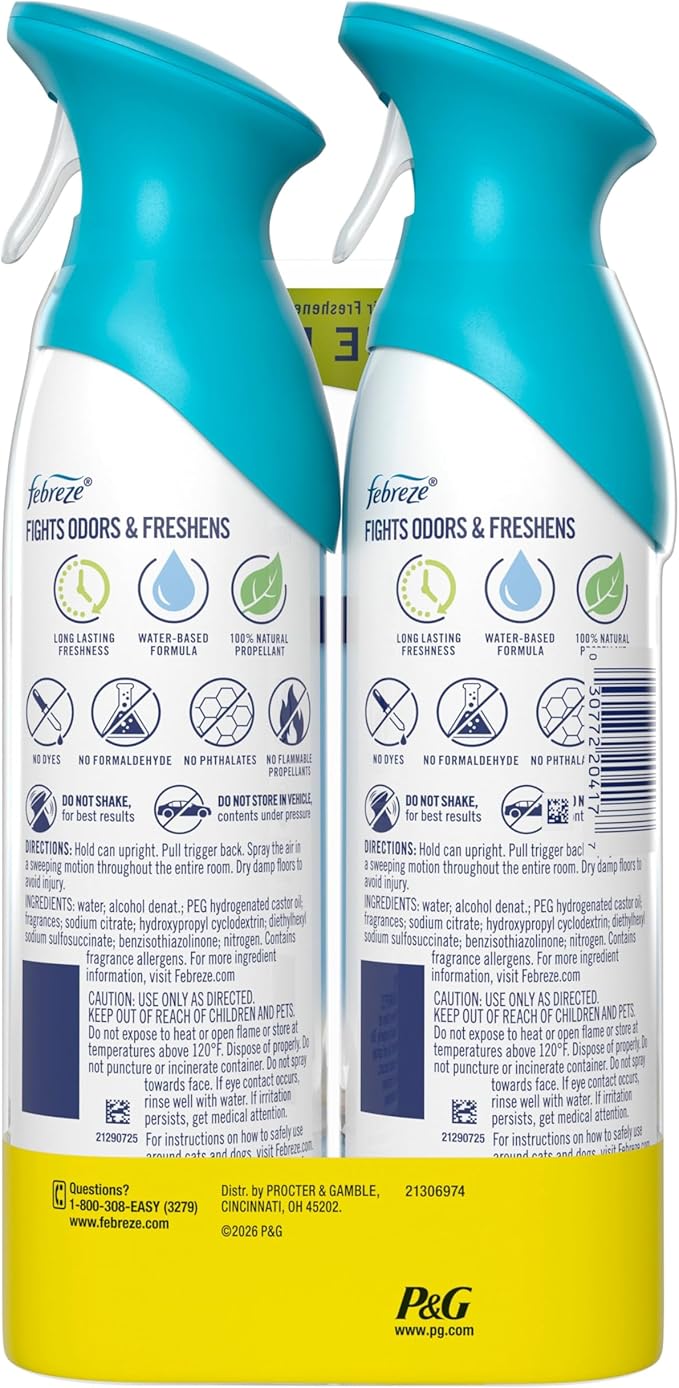 Febreze Air Mist, Air Freshener Spray, Odor Fighting Room Spray, Deodorizer for Home Bathroom Kitchen Office Apartment Dorm Room Classroom, Bora Bora Waters Scent, 8.1oz (Pack of 2)