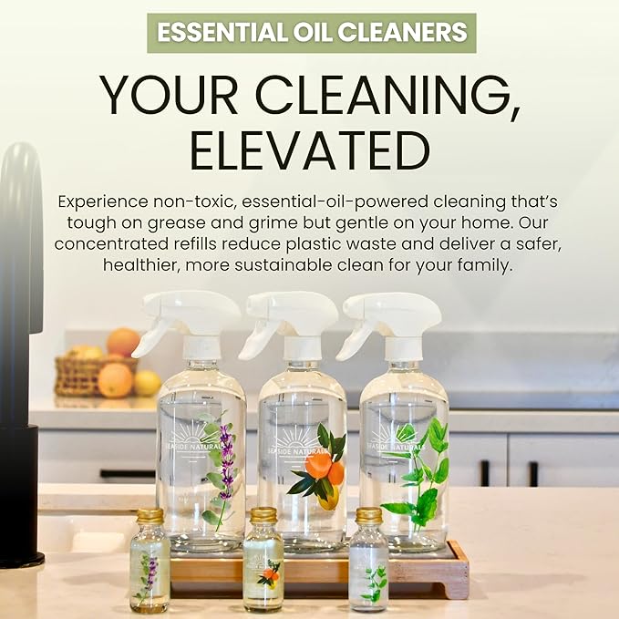 Clarity Glass Cleaner Refill (4 oz) – Makes 4 Bottles – Non-Toxic, Streak-Free Concentrate with Peppermint Essential Oil – Plant-Based Formula Safe for Kids & Pets