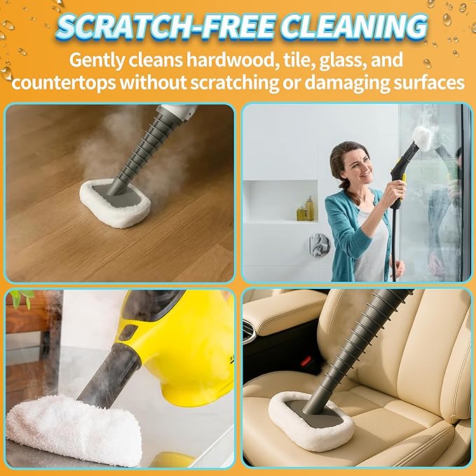 Reusable Microfiber Steam Cloth Covers, 10 Pack Cotton-Like Cleaning Pads for Handheld Steam Cleaners, Washable & Scratch-Safe, Compatible with Bissell Steam Shot, McCulloch, PurSteam & Wagner