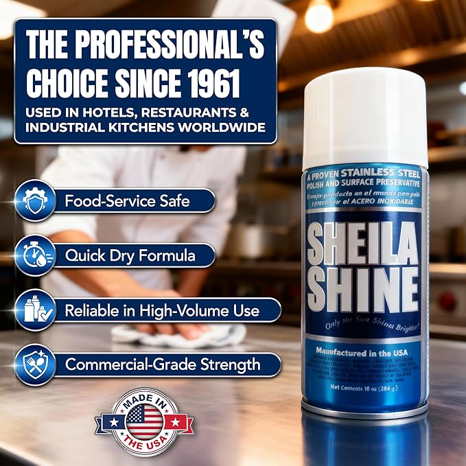 Sheila Shine 3oz Stainless Steel Cleaner and Polish - Cleans, Polishes & Protects Kitchen Appliances, Refrigerators, Sinks, Ovens & Grills - Residue, Streak Free Shine - Stainless Steel Cleaner Spray
