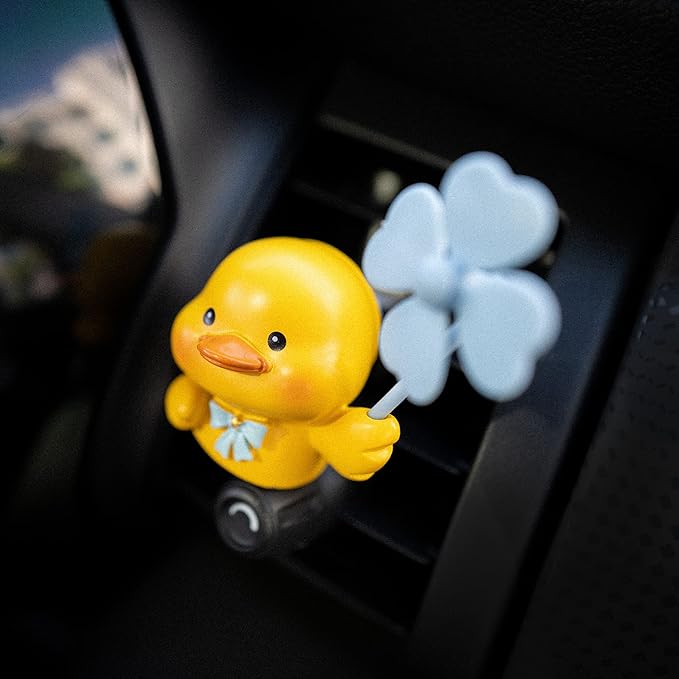 Yellow Duck Car Air Freshener with 2 Scented Replacement Tablets, Decorative Auto Accessories, Cute Velentine's Day Small Gift