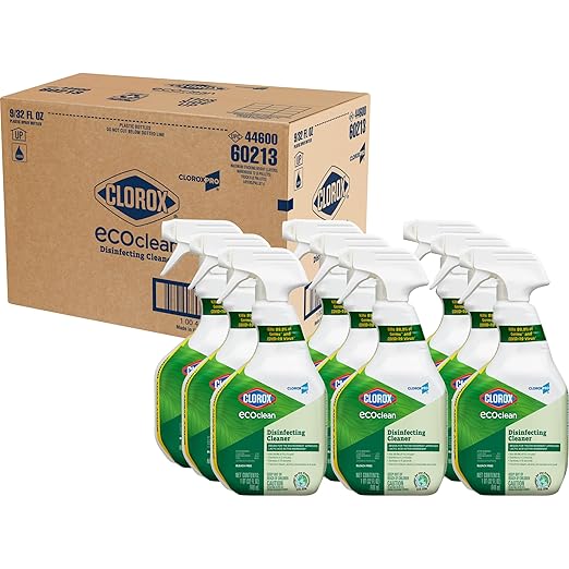 CloroxPro Clorox EcoClean Disinfecting Cleaner Spray Bottle, 32 Fluid Ounces, Pack of 9 (Package May Vary)