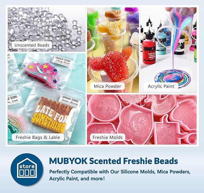 MUBYOK 1.5LB Sugar Grace Premium Scented Aroma Beads for Making Car Freshies Supplies PreScented Beads for Car Air Freshener Sachets Long-Lasing Scent