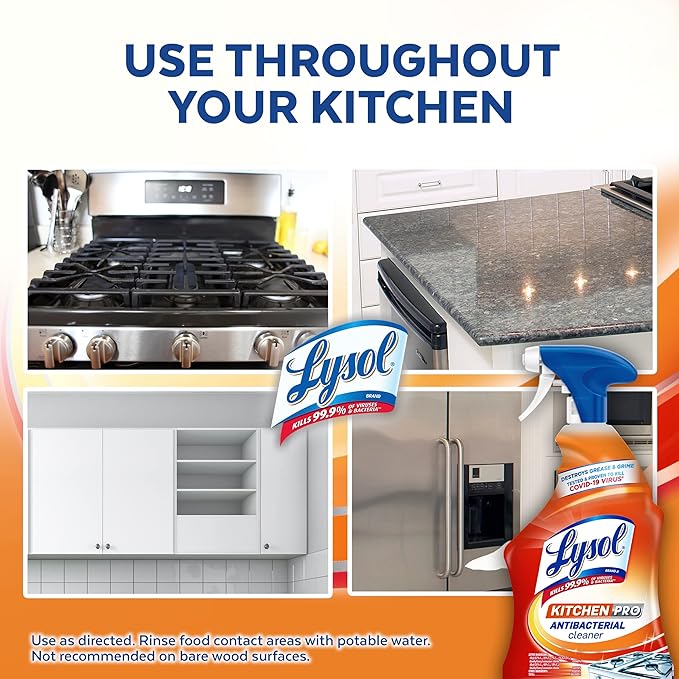 Lysol Kitchen Pro Antibacterial Cleaner Trigger, 22 Fl Oz (Pack of 2)