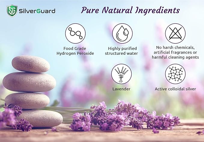 SilverAll Enhanced Hydrogen Peroxide Cleaner + Active Silver | All Purpose Cleaner with Long-Lasting Protective Silver Shield | Food Grade Hydrogen Peroxide 3 Percent | Lavender 1 Gallon