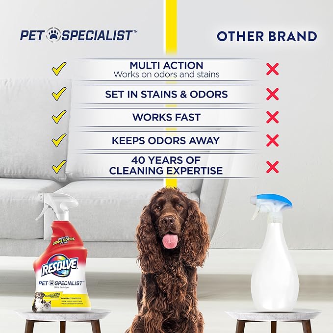 Resolve Pet Specialist Urine Destroyer Carpet Cleaner Spray – Urine Eliminator for Pet Stains & Odors Up to 7 Days Old, 22oz