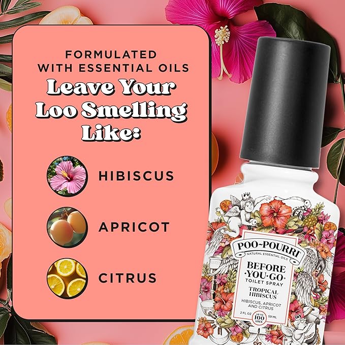 Poo-Pourri Before-You-Go Toilet Spray, Tropical Hibiscus, 2 Fl Oz - Hibiscus, Apricot and Citrus