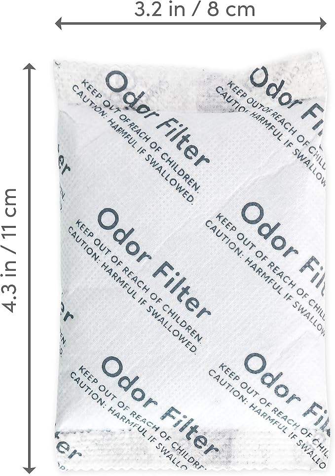 QUALIAZERO Natural Activated Carbon Charcoal Odor Absorber Filter | Eliminator Deodorizer Air Purifying Freshener Refill Bag | For Trash Can, Fridge, Shoes, etc.. | Made with Coconut Shell (6 PACK)