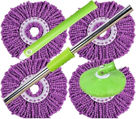 4 Pcs Mop Head Spin Mop Replacement Head Round Shape Standard Size Microfiber Mop Head Refills with 360° Magic Mop Easy Cleaning (A)