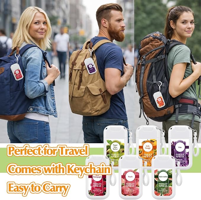 Loopeer 12 Pcs Poop Spray Keychain Each 1 Fl. oz Travel Size Toilet Spray Poop Gifts for Women Toilet Mini Air Freshener Pre-poop Odor Eliminator for Adults Bathroom Restroom Deodorizer (White Style)