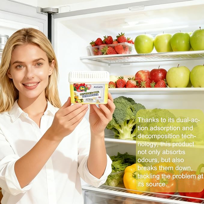 Diatomaceous Earth Gel Refrigerator Deodorizer, More Effective than Activated Charcoal and Baking Soda, Nature-Based Fridge Deodorizer, Eliminates Odors, Extends Food Freshness, 1 Packs