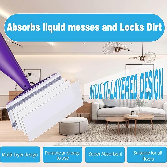 64 Count Disposable for Swiffer Wet Pads Refills, Wet Jet Pads for Hardwood Floor, Vinyl,Tile, Laminate, Compatible with Swiffer WetJet Spray Mop, Dry and Wet Use